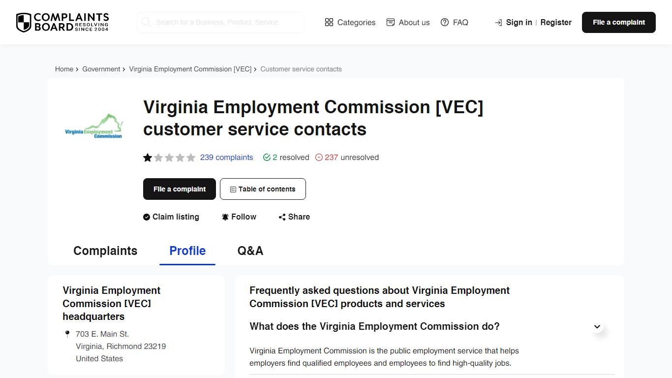 Virginia Employment Commission [VEC] Contact Number, Email, Support ...