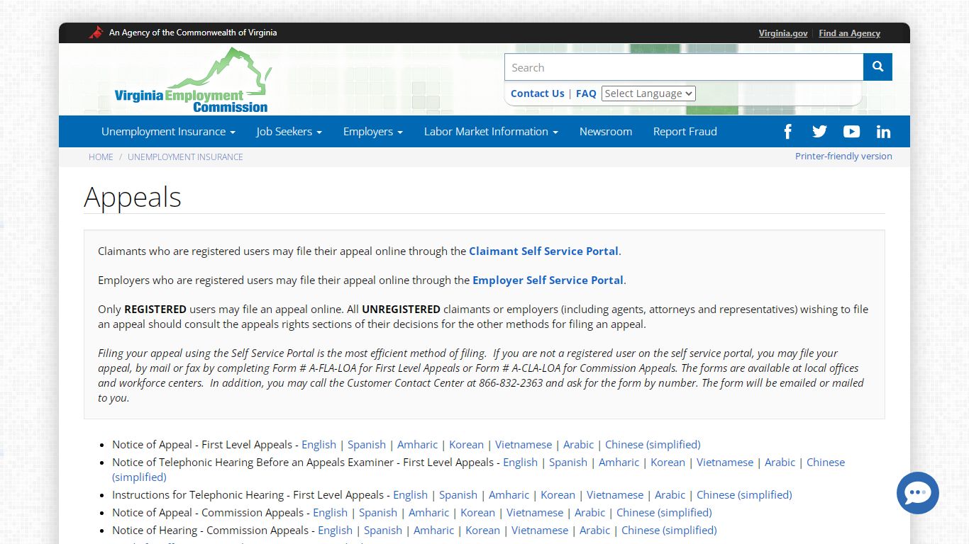 Appeals | Virginia Employment Commission