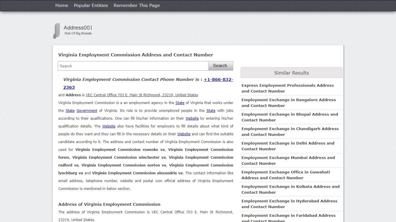 Virginia Employment Commission Address, Contact Number